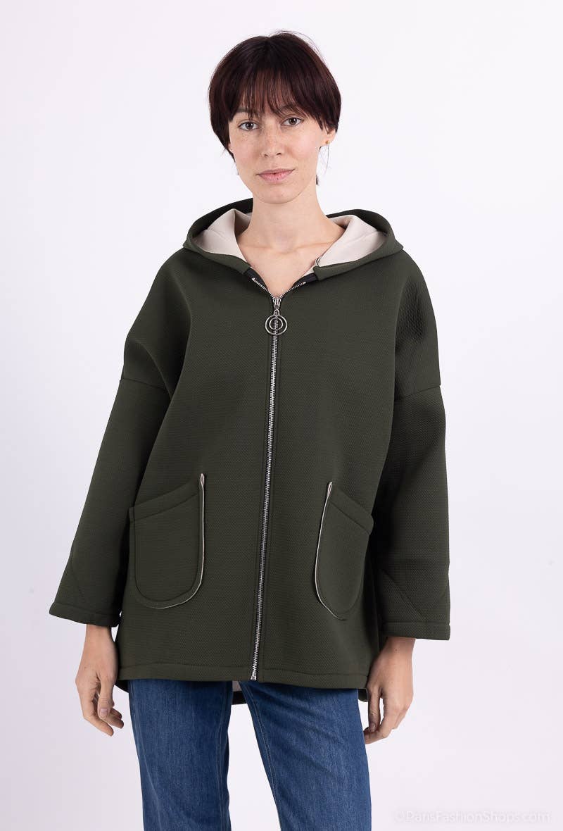 L'Emotion - Wholesale Hoodie - Women's - Neoprene Embossed Material Zip-Up Hoodie7