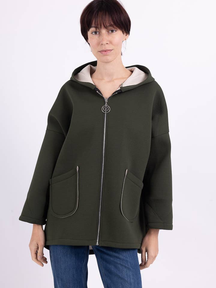 Neoprene Embossed Material Zip-Up Hoodie for wholesale by L'Emotion