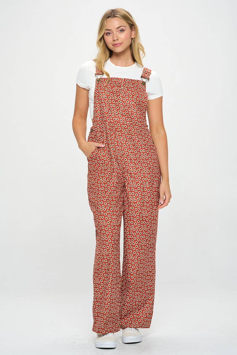 SM WARDROBE - Wholesale Jumpsuit - Women's - DAISY FLORAL PRINT  JUMPSUIT OVERALL1