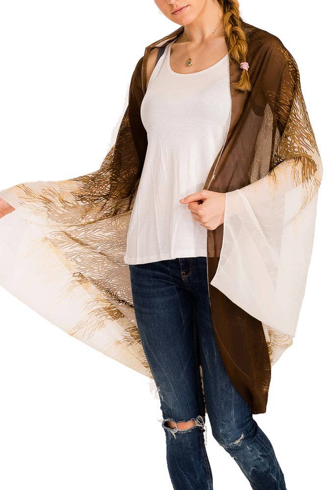 Cap Zone - Vendita all'ingrosso Kimono - Donna - Kimono in chiffon con stampa naturale Boho chic5
