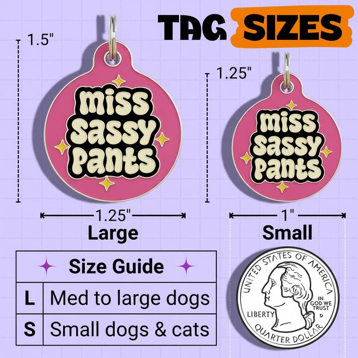 Bad Tags - Venta al por mayor Chapa de identificación - Perros - Placa de Perro de Esmalte con ID de Mascota Escaneable - Señorita Sassy Pants4