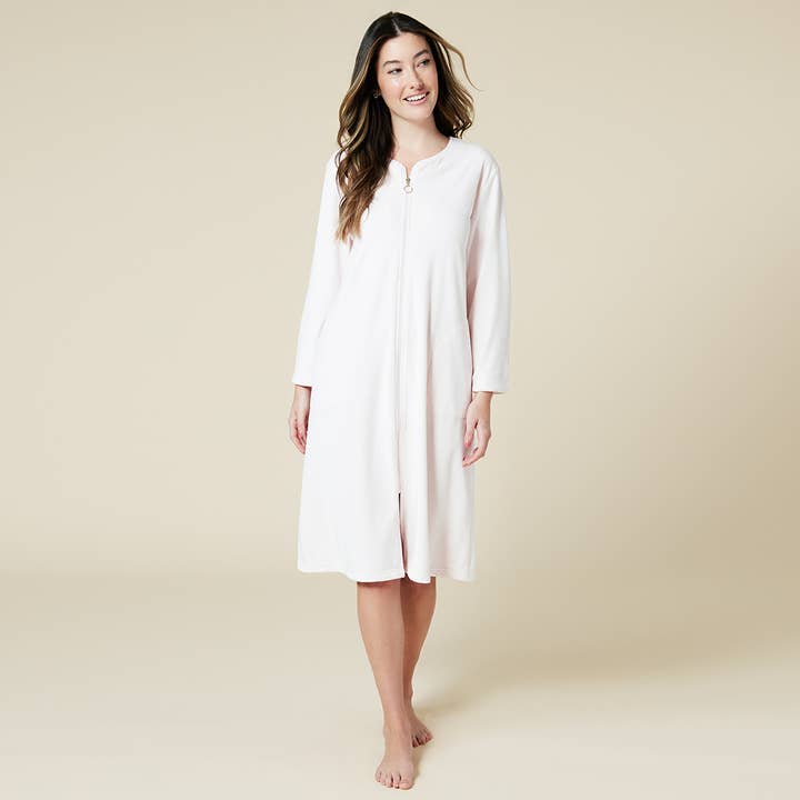 Softies - Wholesale Robe - Women's - Women's 42" 3/4 Sleeve Serenity Short Zip Robe