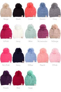 Hana - Wholesale Beanie - Kids - C.C Kids Solid Knit Pom Beanie20