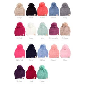 Hana - Wholesale Beanie - Kids - C.C Kids Solid Knit Pom Beanie20