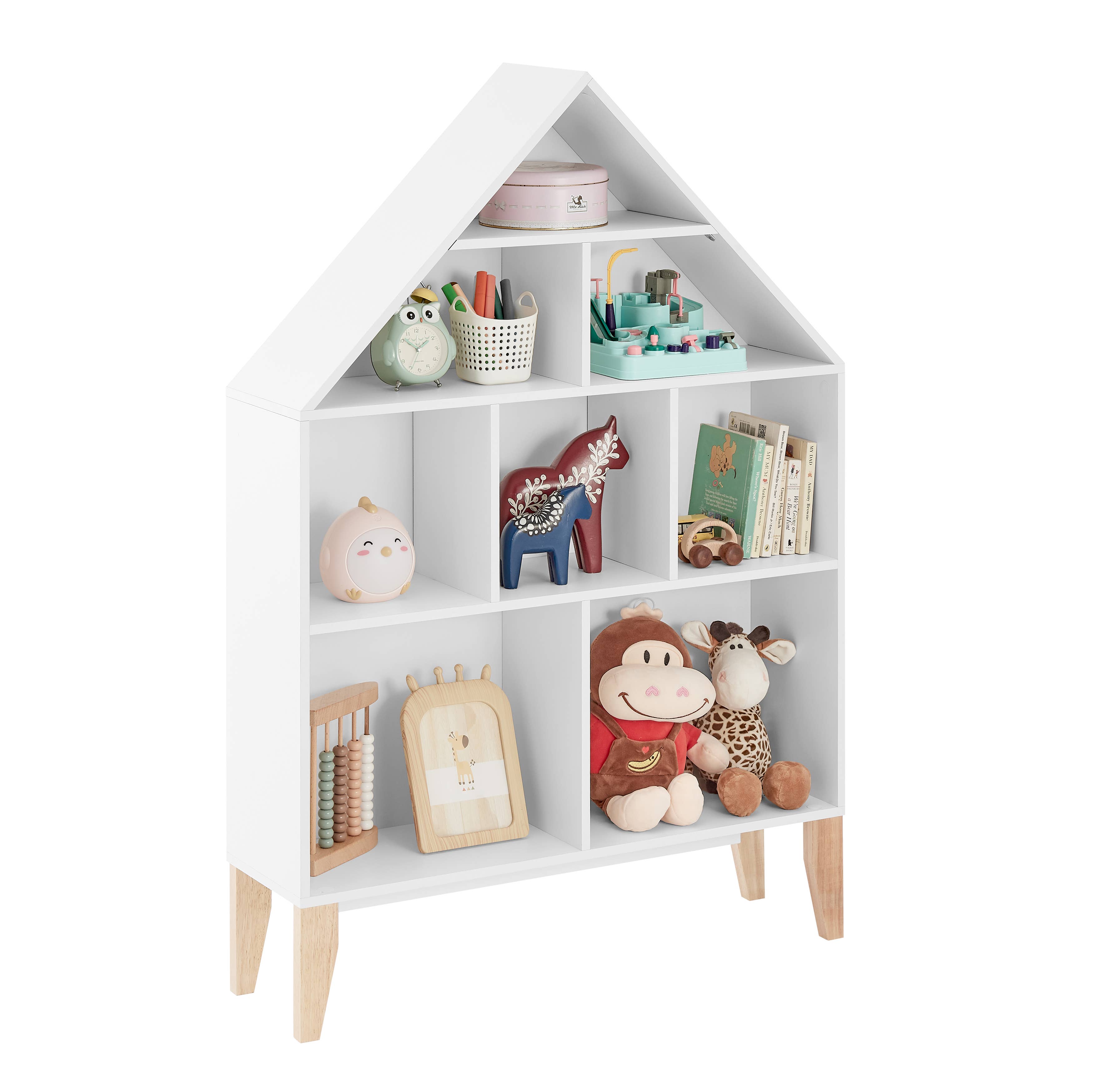 Danya B - Vente Bibliothèques - Étagère Steiner White Dollhouse pour enfants avec pieds en hêtre5
