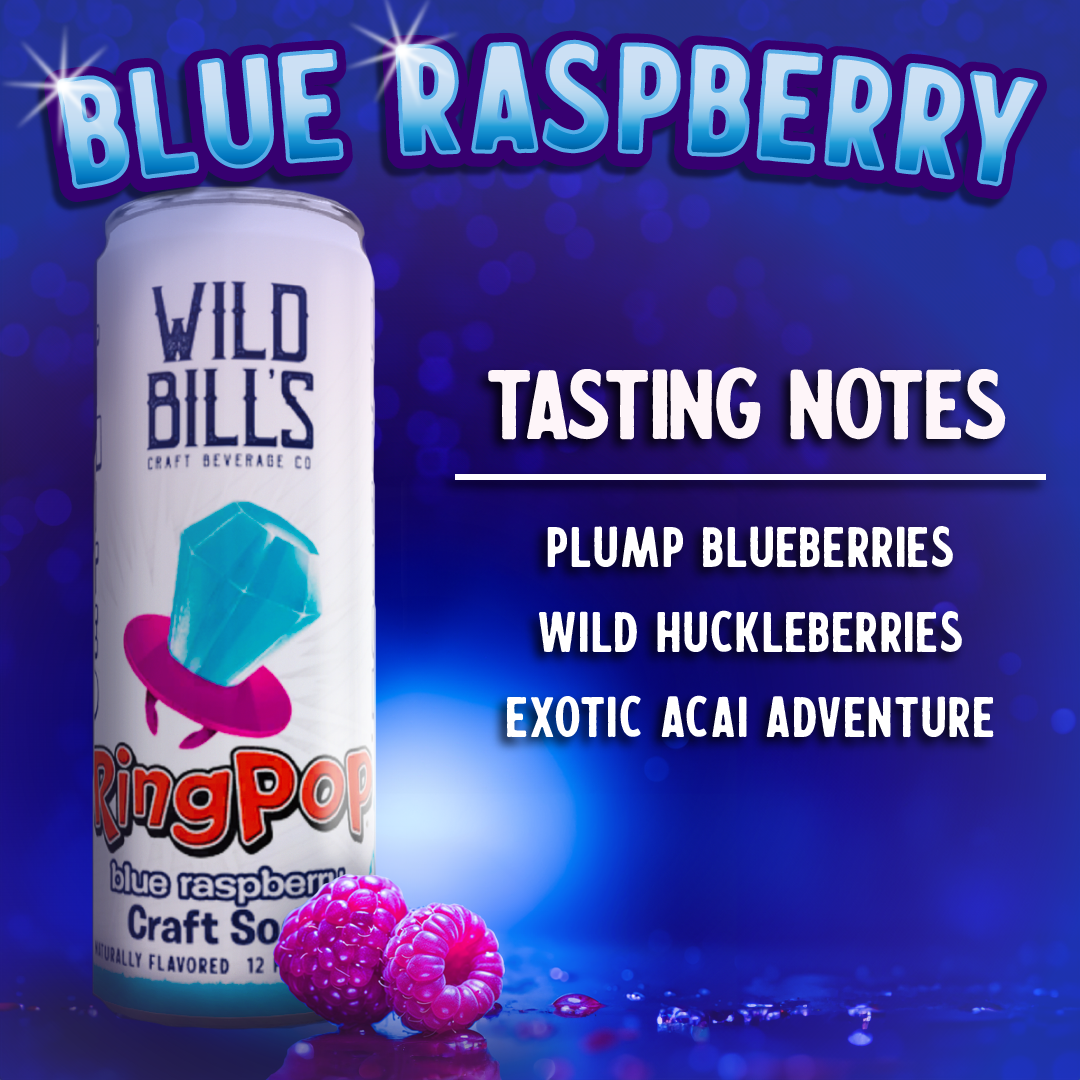 Wild Bill’s Craft Beverage Co. - Wholesale Soda/Carbonated Drink - Ring Pop Soda Blue Raspberry Pure Cane Sugar, 12-Pack, Cans3