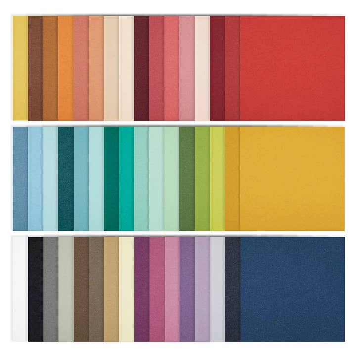 Le pack complet de papier cartonné ColorWheel 48 couleurs 12" x 12" - 1 de chaque pour la vente par Hero Arts + Spellbinders Wholesale