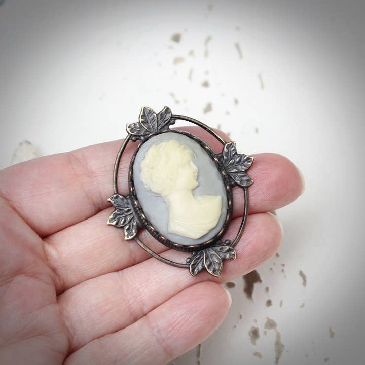 Circa 1890 - Wholesale Brooch - Vintage French Blue Cameo Brooch Pendant4