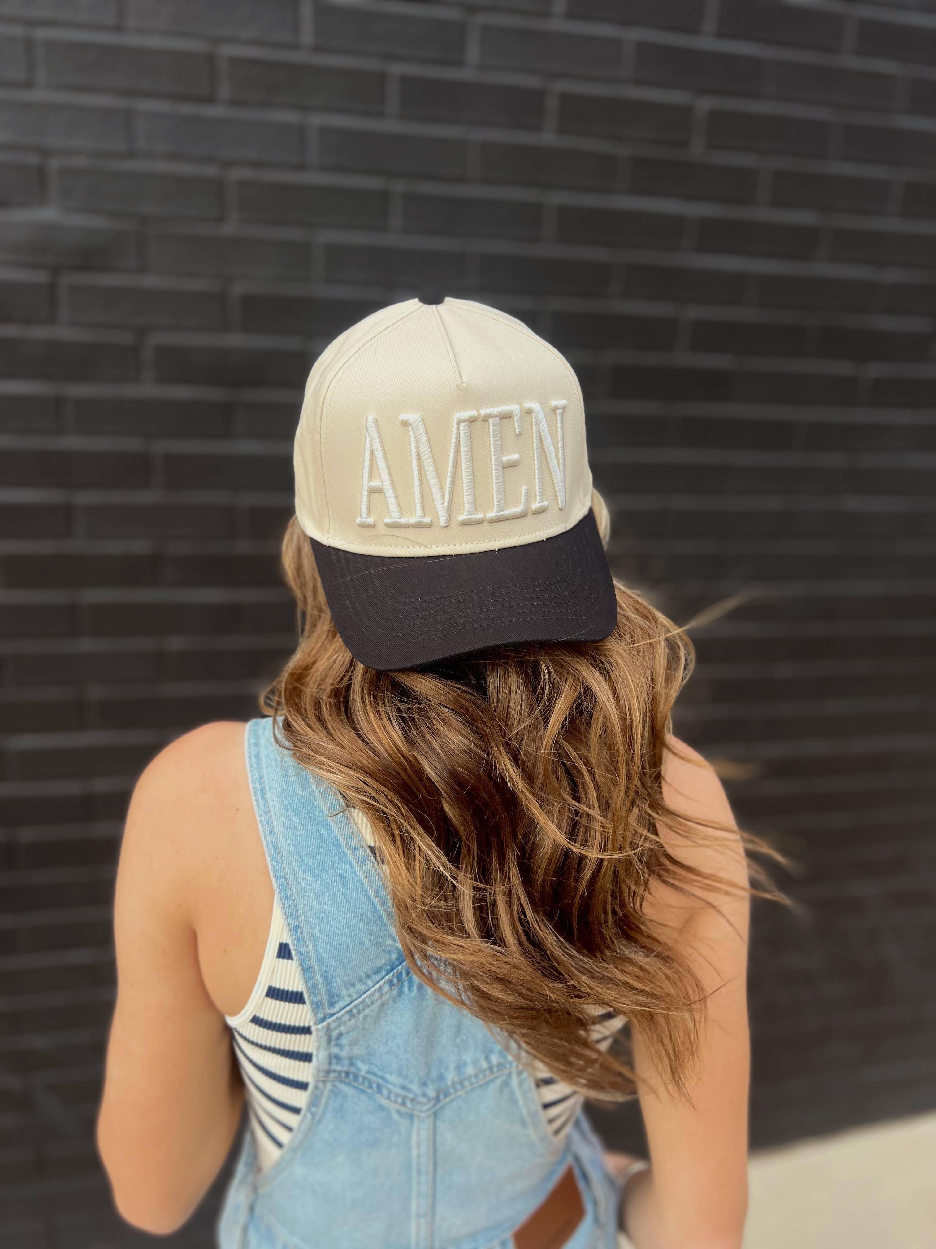 Swain Co. Embroidery & Press - Wholesale Trucker Hat - Women's - AMEN Monochromatic Embroidered Vintage Trucker Hat1