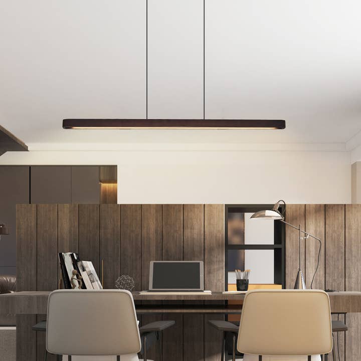 39F Inc. - Vente Lustre/Suspension - Suspension LED moderne en noyer de 51" lampe suspendue réglable6