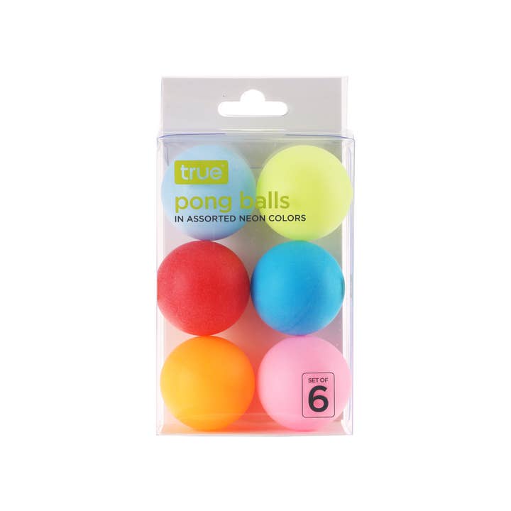 TRUE - Wholesale Sports Ball - Neon Ping Pong / Beer Pong Balls - Asst Colors - Pack of 6