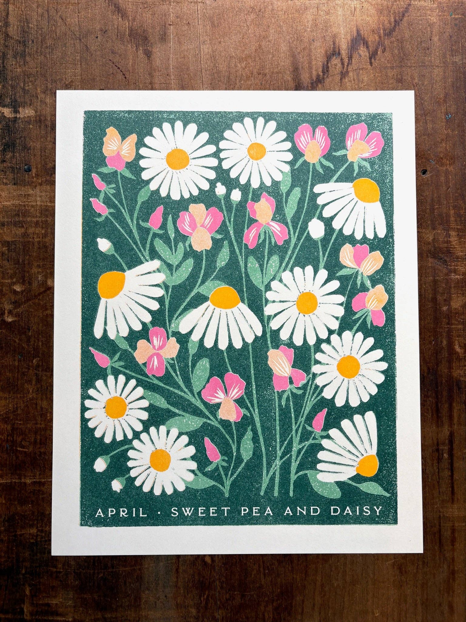 Katharine Watson – wholesale Art print – Birth Month Flowers Risograph Print: April1
