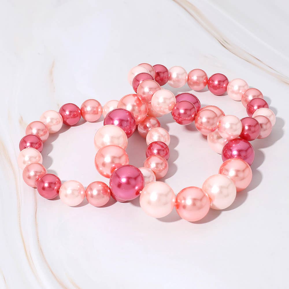 Sensibling Corp. – wholesale Beaded bracelet – 3PCS - Pearl Beaded Stretch Multi Layered Bracelets17