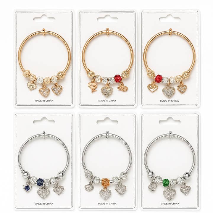 Majestic Heart Charm Bracelet 12 ct (Colors May Vary)
for wholesale by Majestic Wholesale