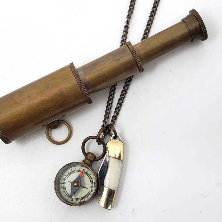 Colar com pingente de faca e bússola Caminhada Bicicleta Sobrevivência por atacado de Terra Tokens