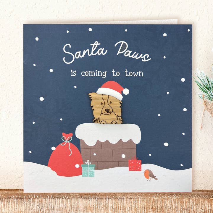 Santa Paws Is Coming To Town - Dog Christmas Card for wholesale by KDee Designs