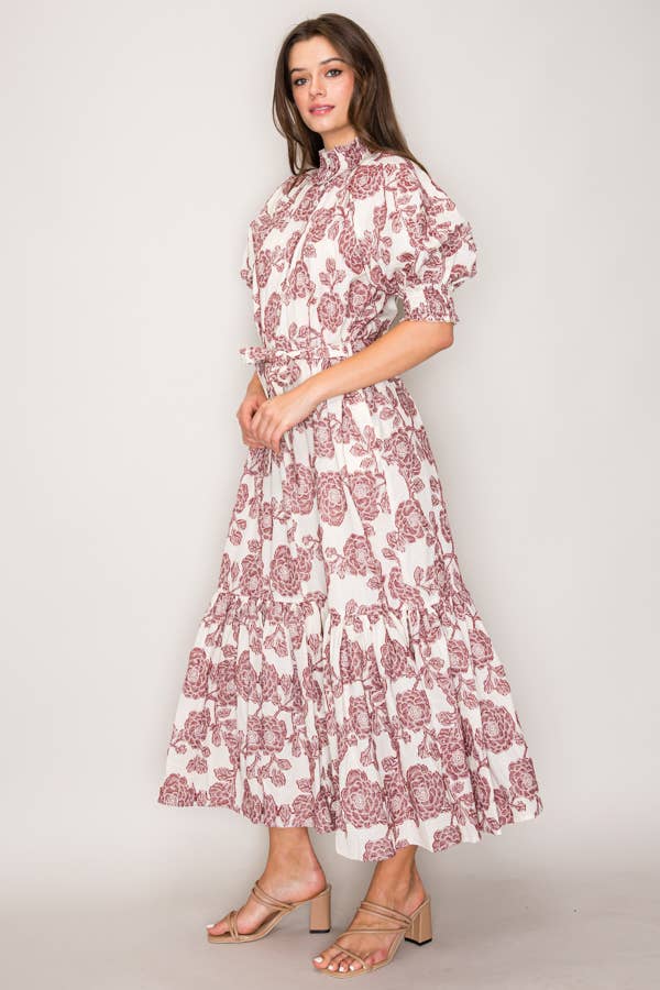 Curds and Whey – Großhandel Kleid – Damen – C7114 MAXIKLEID MIT PUFFÄRMELMUSTER8