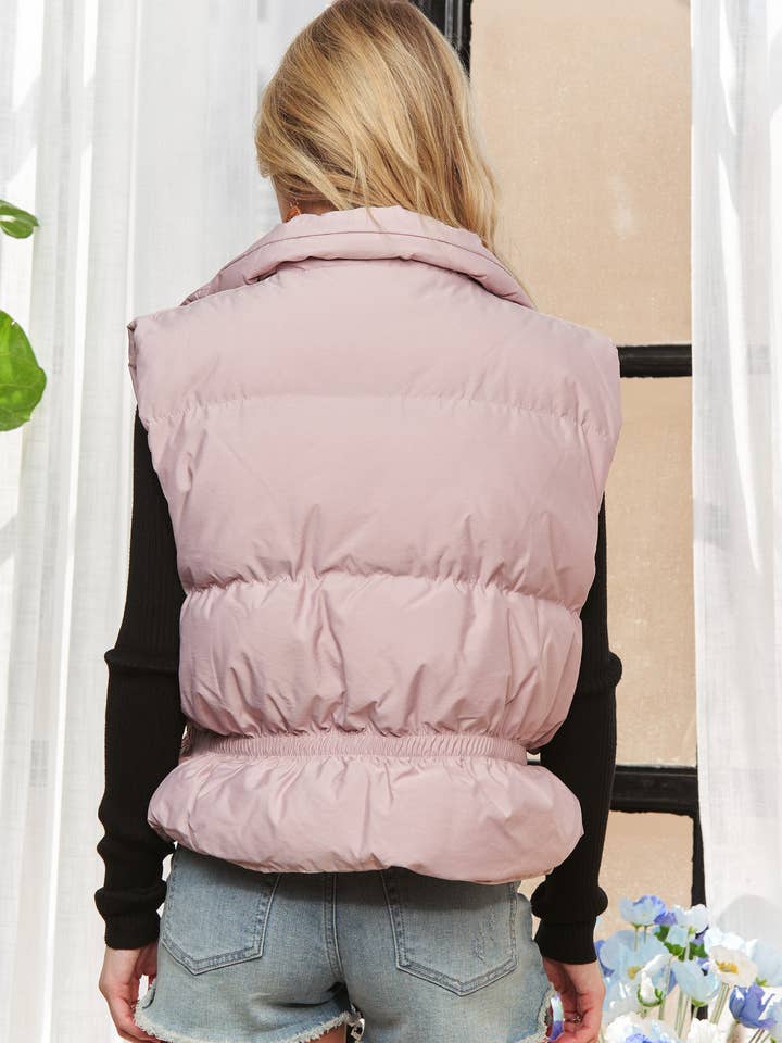 ADORA LA - Wholesale Outerwear Vest - Women's - CEJ3872- PUFFER VEST WITH CINCHED WAIST18