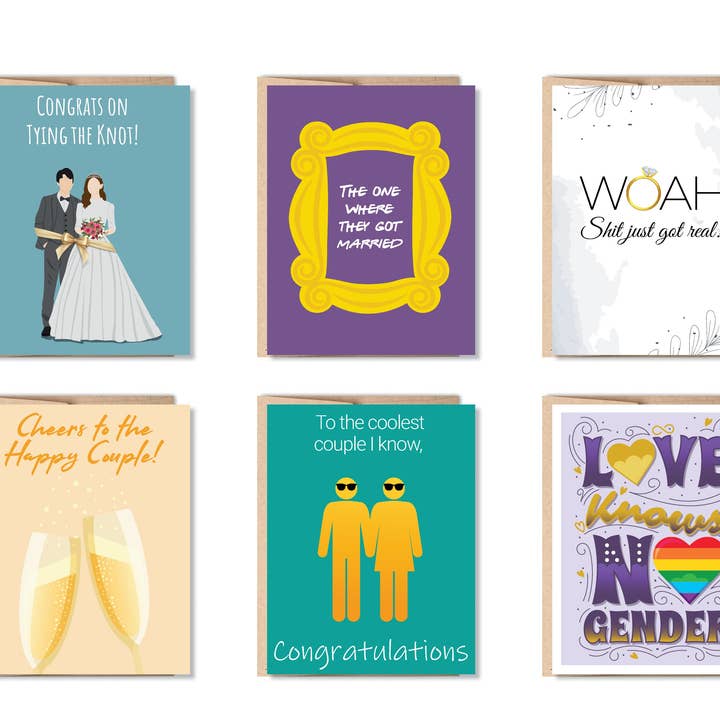 Set de tarjetas de felicitación de boda y matrimonio o individuales - Set #33 para venta al por mayor de Oh, Hello Paper & Gifts