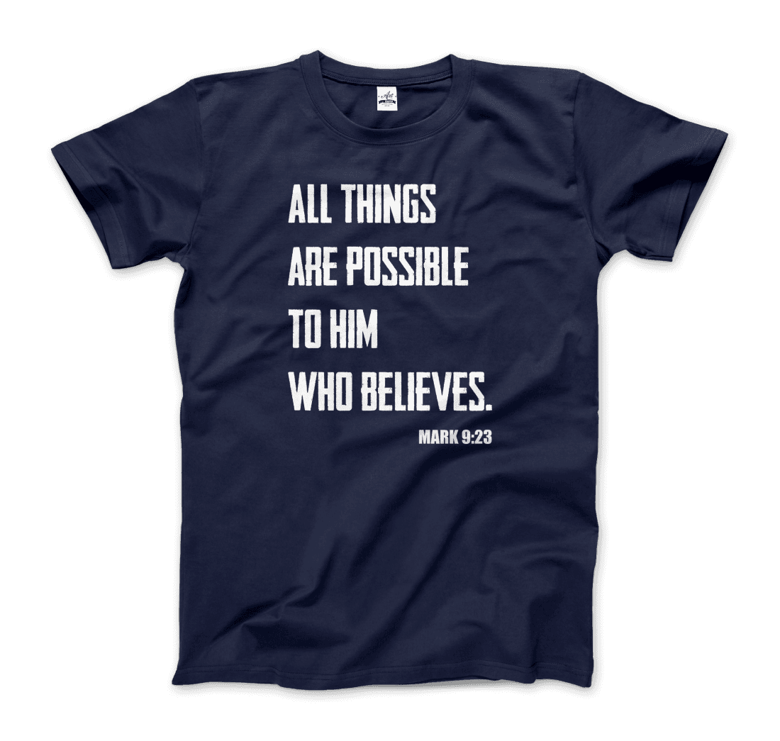 Art-O-Rama Shop - Wholesale Screen Printed T-Shirt - Women's - Biblical Quote - Mark 9:23 - All Things Are Possible T-Shirt5