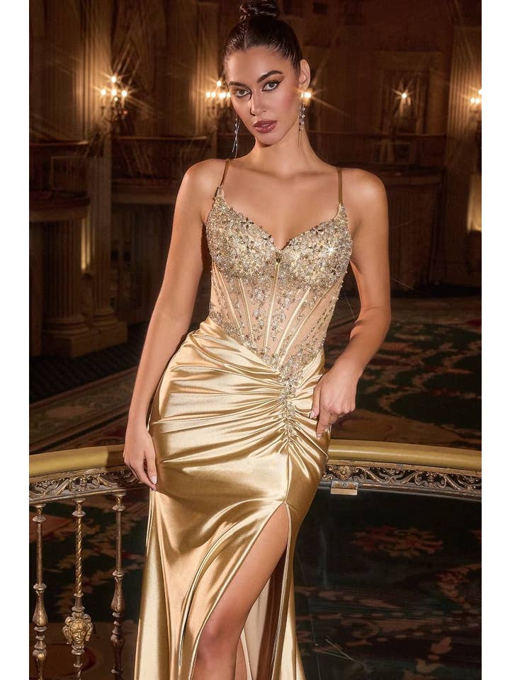 Tux-USA® - Wholesale Gown – Women's - Crystal & Satin Fitted Dress1