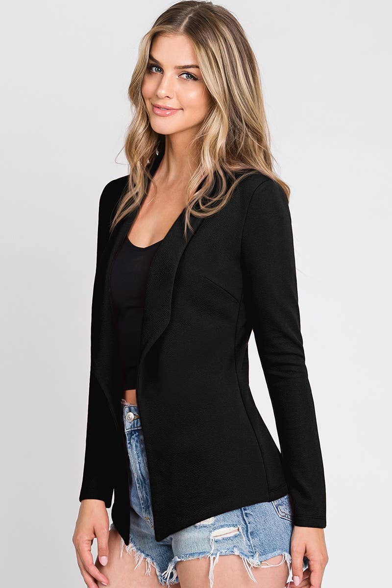 NINEXIS - Wholesale Blazer - Women's - CWOBL093_LONG SLEEVE TAILORED WITH A DRAPED BLAZER17