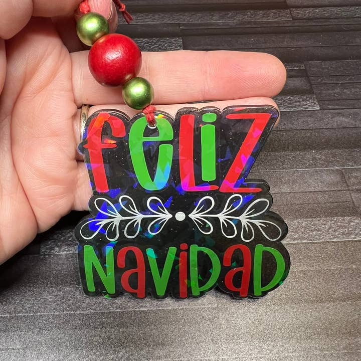 Chasin’ Self Care - Wholesale Ornament - Feliz Navidad Teacher Christmas Ornaments, Spanish Teacher Decoration, Red and Green Christmas
