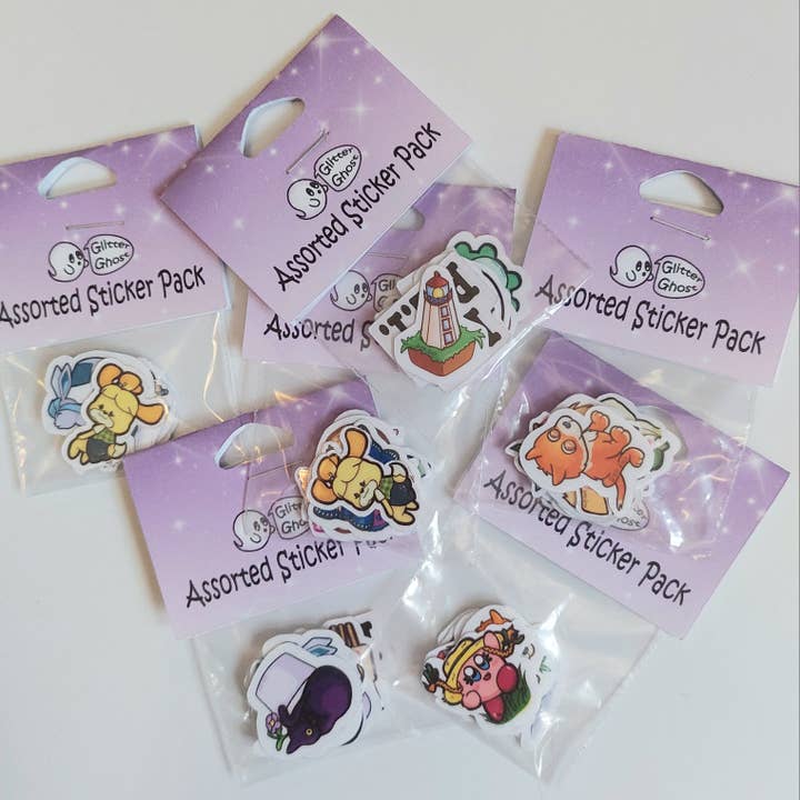 1 Inch Assorted Sticker Pack - 10 Stickers for wholesale by Glitter Ghost Clothing and Accessories