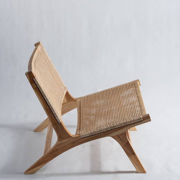 Office Objets - Wholesale Chair - Reclined chair in natural wood and woven rattan3