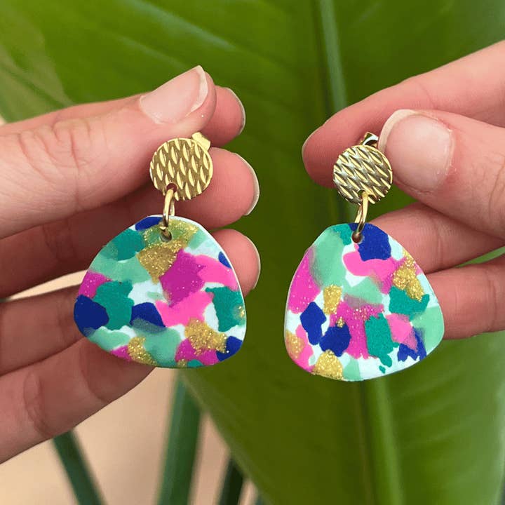 Cartagena ☀️- Blue/fluorescent/gold/green terrazzo for wholesale by Couleurs cœur