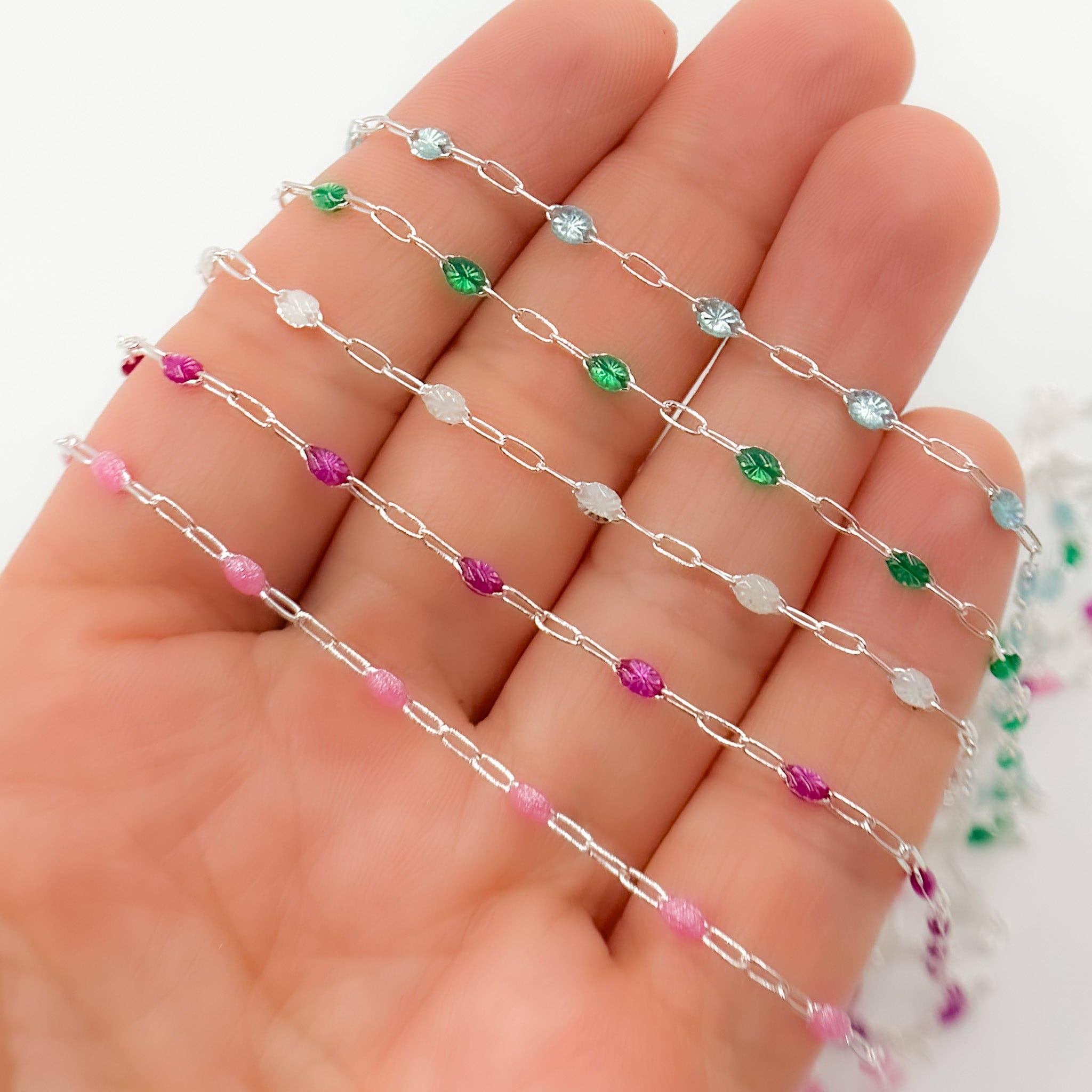 Jewels & Chains - Wholesale Link & Chain Necklace - V250ENSS. Sterling Silver Enamel Satellite Chains5