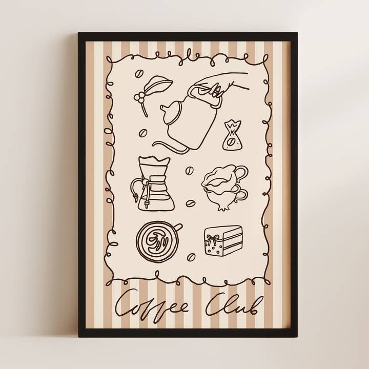 Impresión de Arte de Pared Delicada de Rayas del Club de Café para venta al por mayor de Alluvion