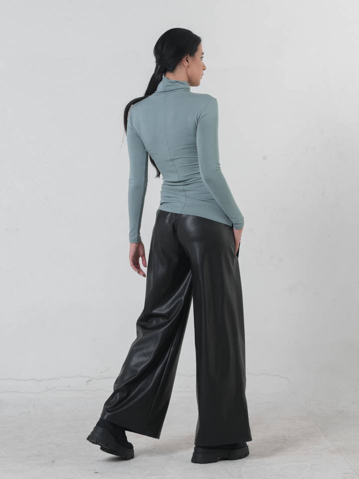 Metamorphoza - Wholesale Pants - Women's - Wide Leg Leather Pants3