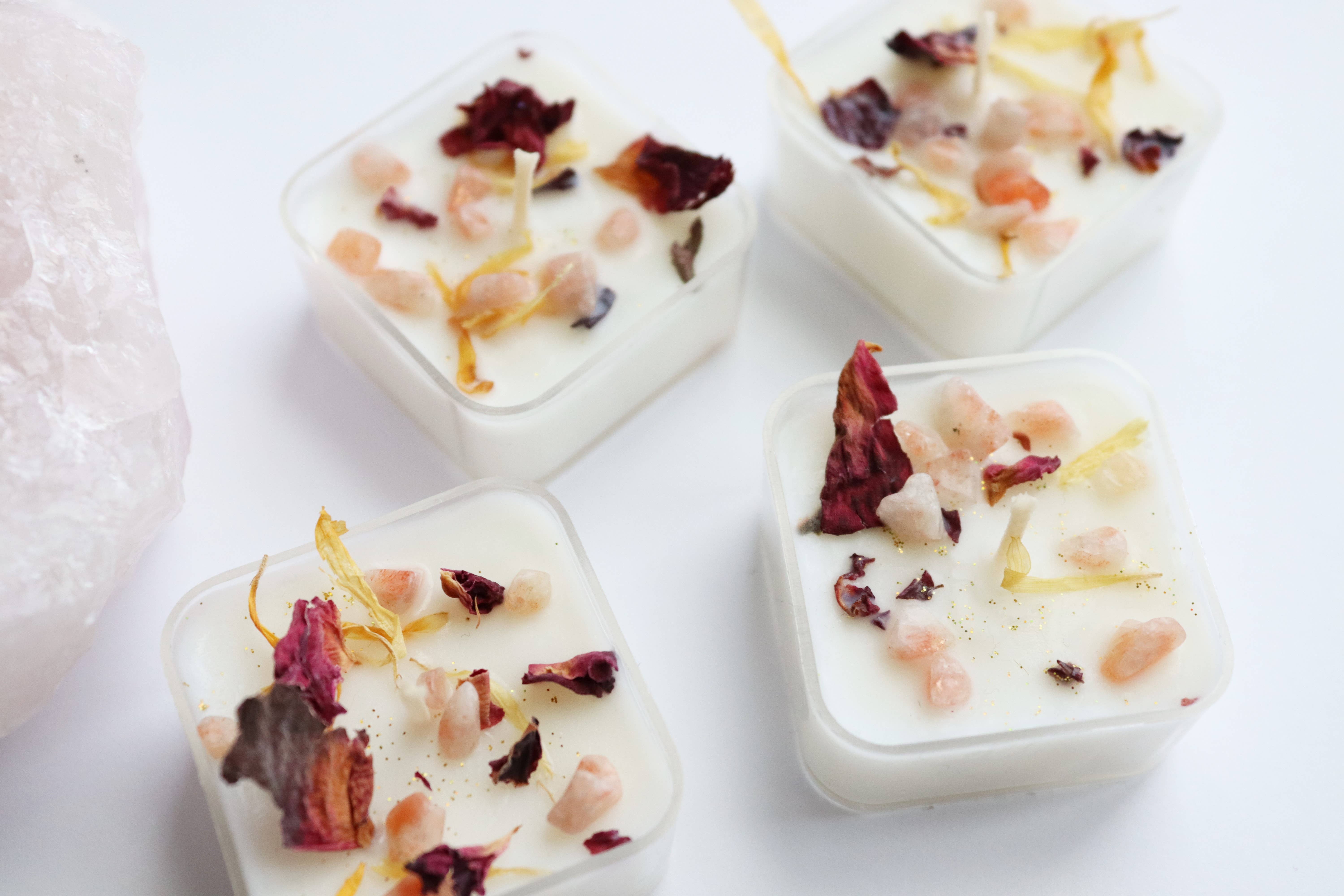 Bohemilia - Vente Bougies chauffe-plats - Bougies chauffe-plat infusées de cristaux, senteur agrumes et bois de rose1