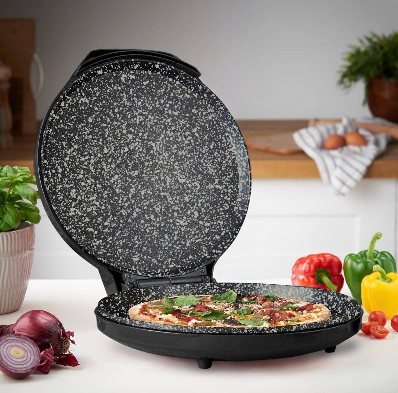 Misterchef - Venta al por mayor Electrodomésticos - MisterChef Pizzera con Placas de Cerámica Negra4
