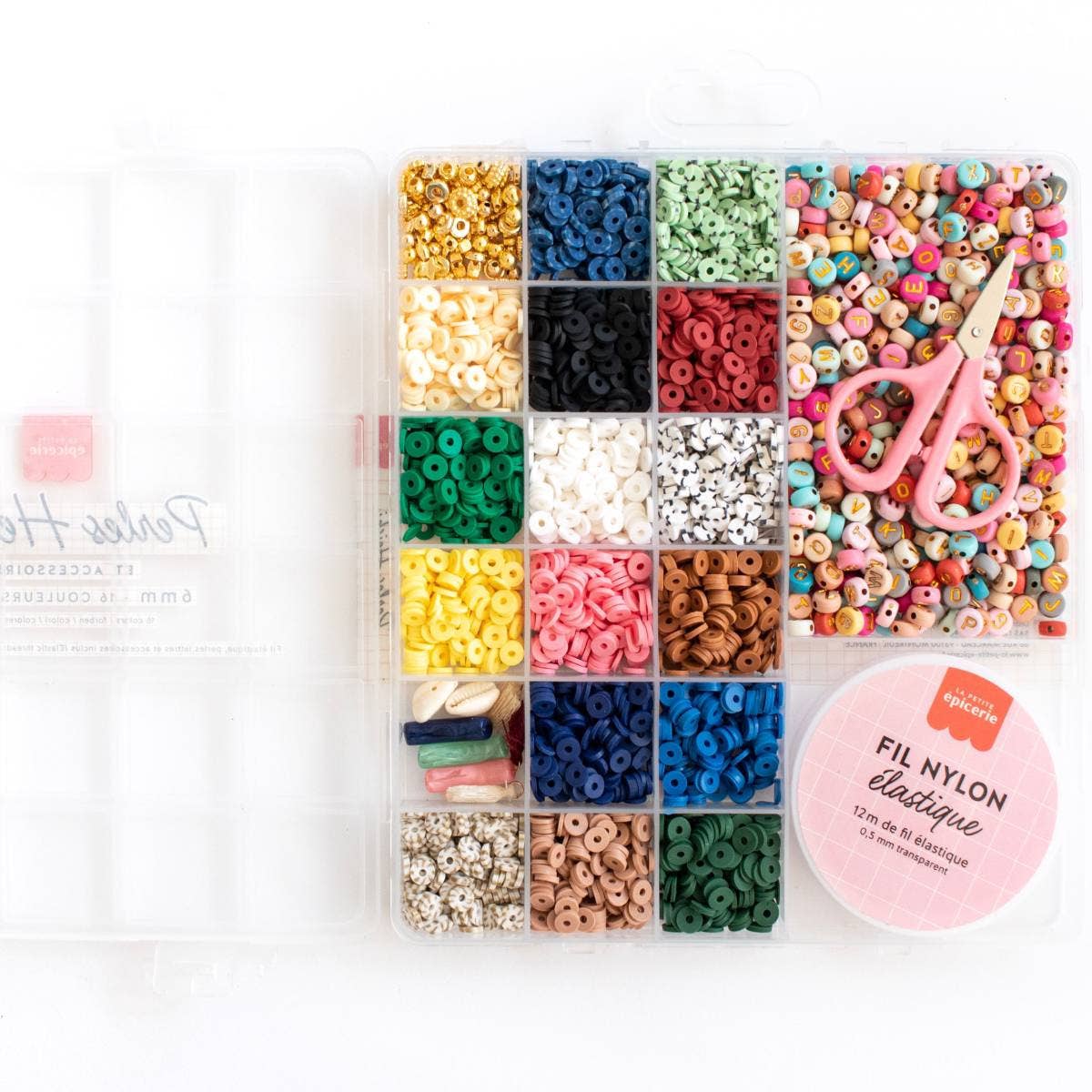La Petite Épicerie - Wholesale Beads - Box of 16 colors of 6 mm heishi beads - Nature1