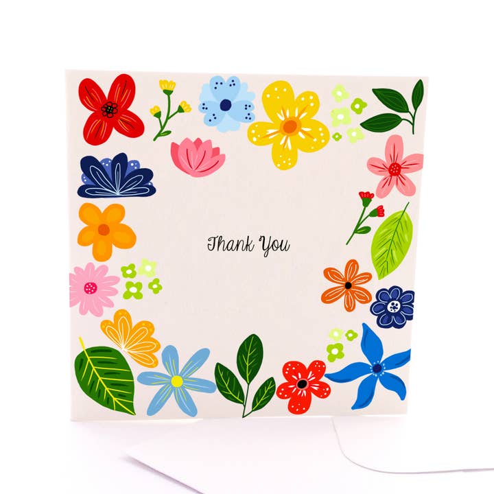 Bright Flower Thankyou - Square Greeting Card for wholesale by Pleasant Tree