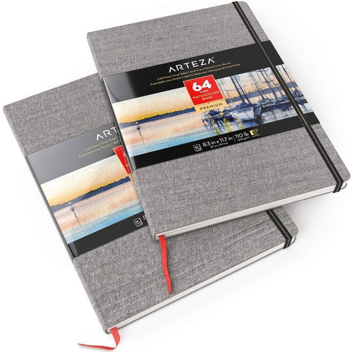 Arteza® Gray Hardcover Watercolor Book 2-Pack, 8.3" x 11.7" and other Purchase Wholesale watercolor work books. Free Returns & Net 60 Terms on Faire trending on Faire.
