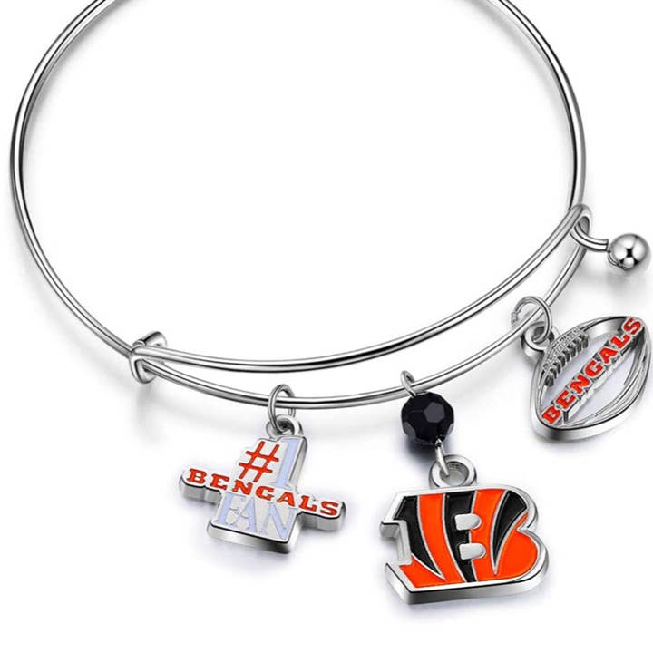 NFL Cincinnati Bengals Three Charm Logo Bracelet for wholesale by Simran International