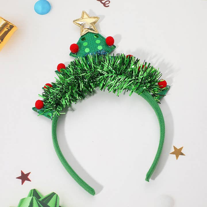 Sensibling Corp. - Wholesale Fashion headband – women's - Pom Christmas Tree Tinsel Embellished Headband