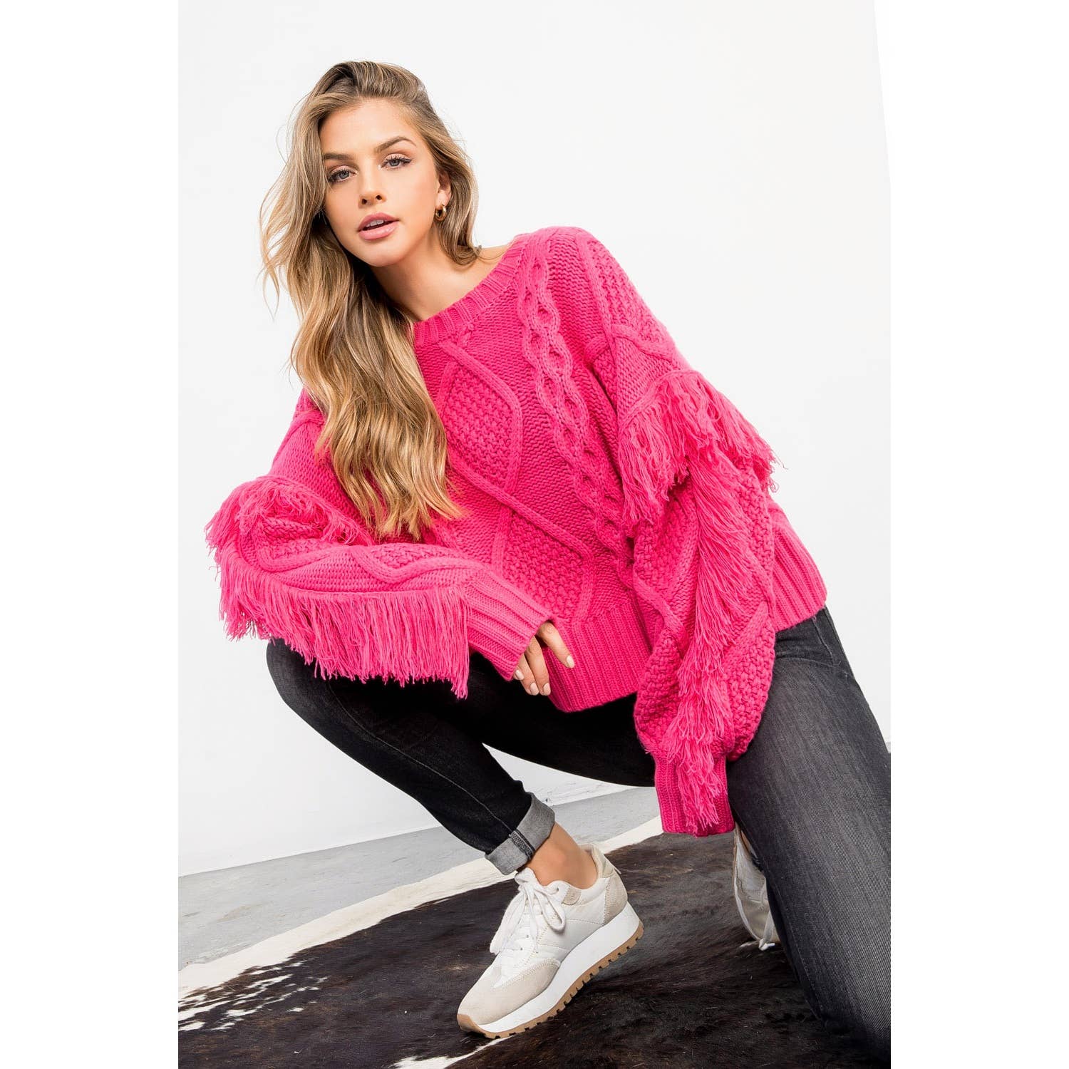 THML - Wholesale Knit Sweater - Women's - Knit Fringe Sleeve Sweater10