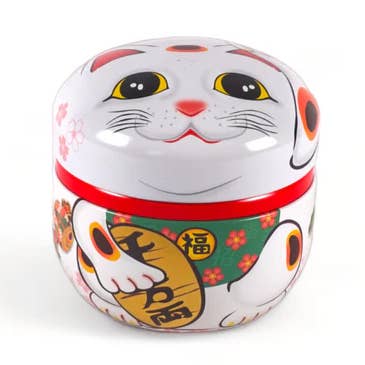Tea Leaves Container 3.5 FL Oz Lucky Cat for wholesale by Urban Tokyo