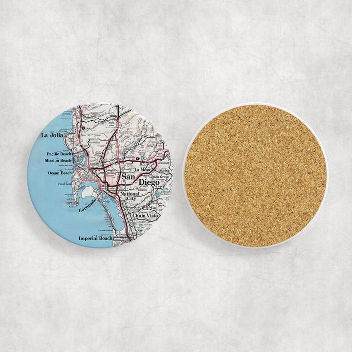 San Diego California Vintage Map Ceramic and Cork Coasters and other Purchase Wholesale san diego coaster. Free Returns & Net 60 Terms on Faire trending on Faire.