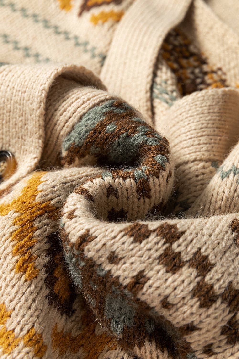 Khaki Vestlig strikket cardigan med knapper og V-hals for engroshandel på Faire8