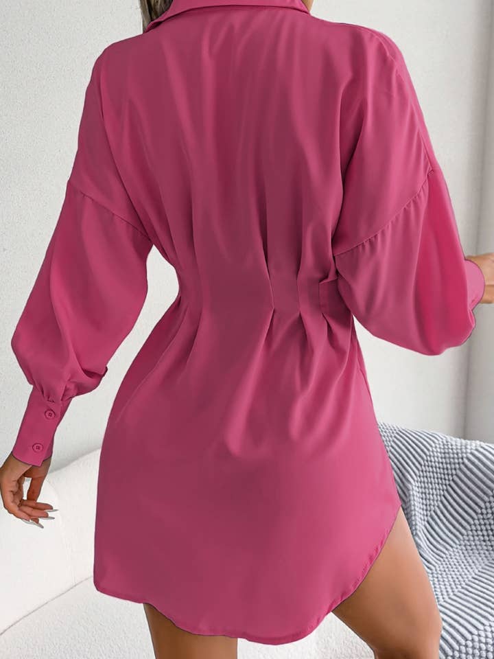 NINEXIS - Wholesale Dress - Women's - CWTSTL1200_LANTERN SLEEVE WAIST ASYMMETRIC SHIRT DRESS8