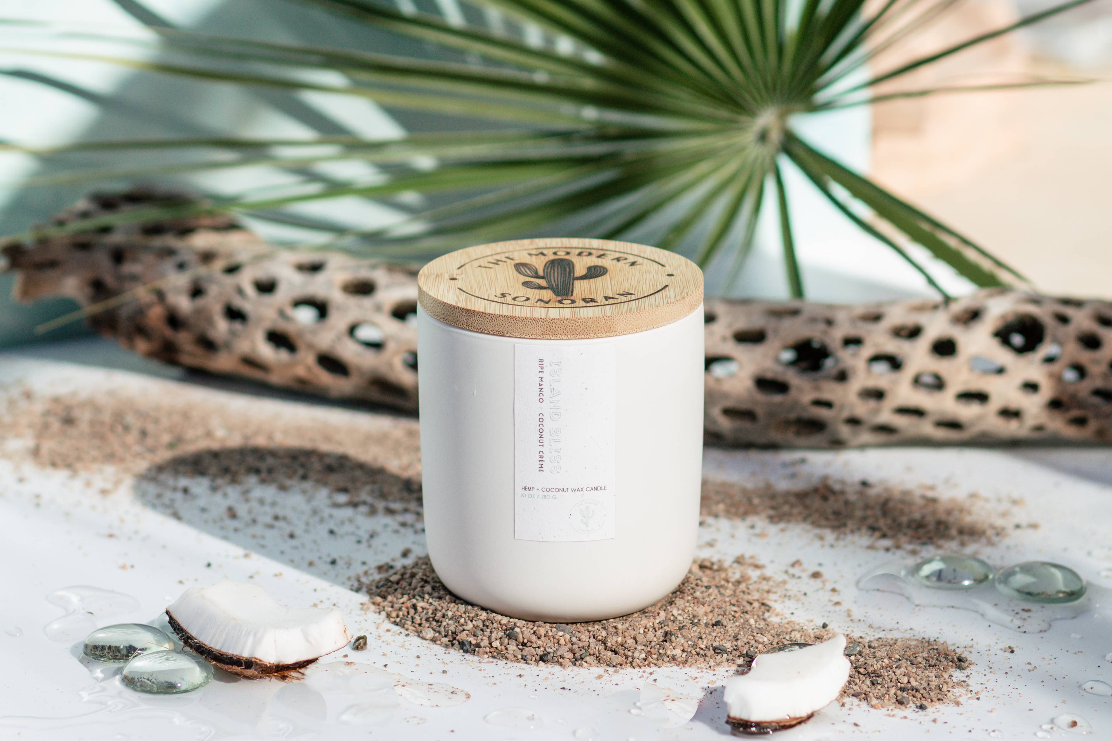 The Modern Sonoran - Wholesale Jar/Filled Candle - Island Bliss: Mango & Coconut Creme Quiet Luxury Hemp Candle3