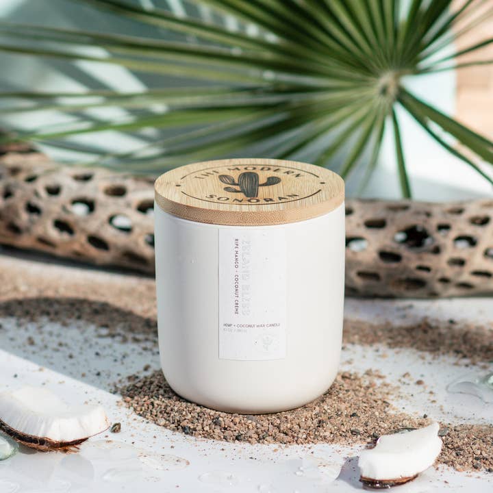 The Modern Sonoran - Wholesale Jar/Filled Candle - Island Bliss: Mango & Coconut Creme Quiet Luxury Hemp Candle3