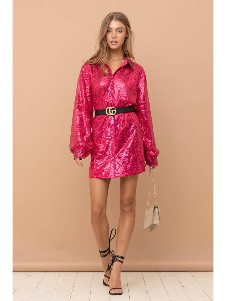 Blue B - Wholesale Jurk - Dames - 32404D - Mini glitterjurk met pailletten en knoopsluiting14