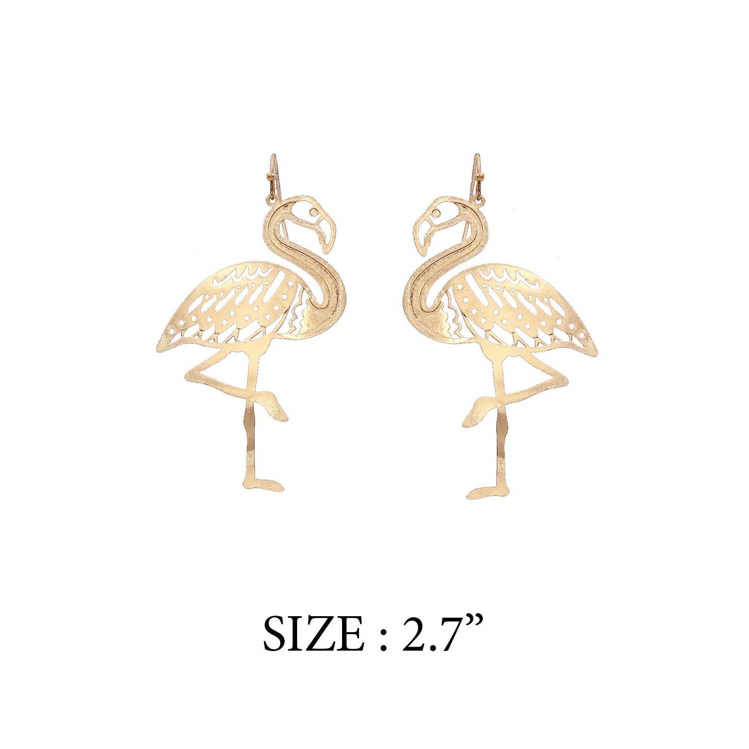 JHP Collection - Wholesale Dangle Earrings - FLAMINGO METAL FILIGREE DROP HOOK EARRING1