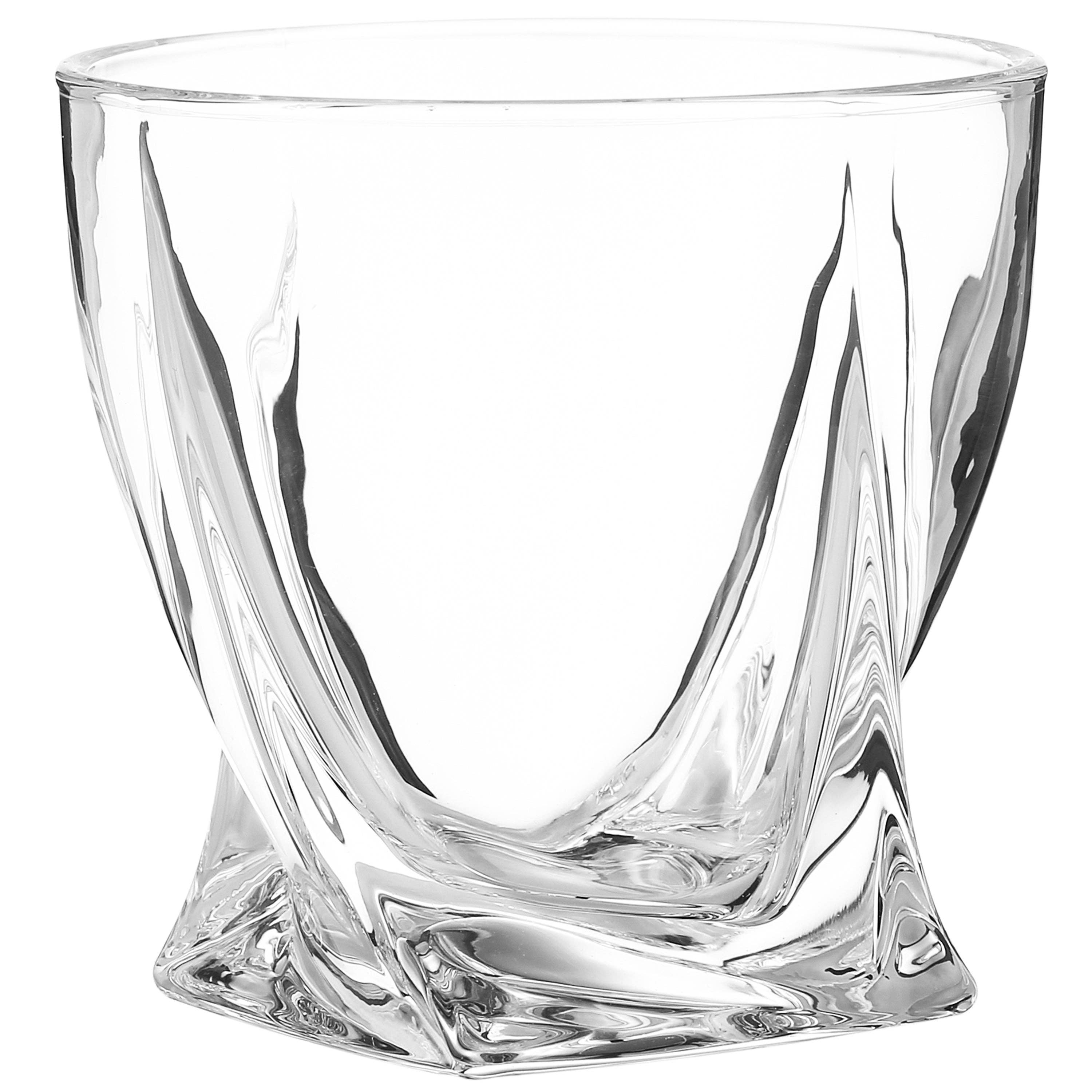 Cheer Collection - Wholesale Cocktail/Liquor Glass - Berkware Lowball Whiskey Glasses - Modern Twisted Base Design0